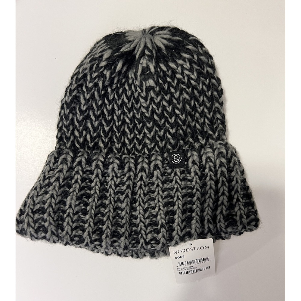 Treasure and Bond Black Gray Beanie One Size NWT